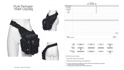 Punk Rave Techwear Skull Waist–Leg Bag