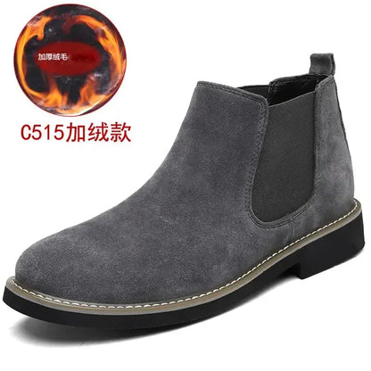 Winter Large Size Men's Chelsea Mid-cut Boots Casual Leather Boots for men  All-match Pointed Toe Wedding Classic Business Boots