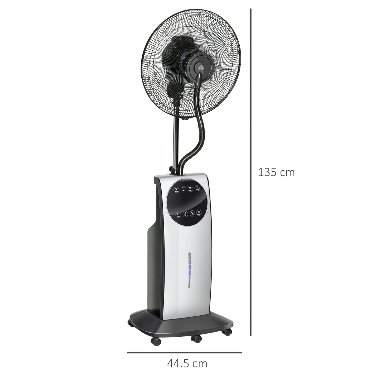 HOMCOM 16" Pedestal Fan with Water Mist Spray Standing Fan, 3.1L Tank Black