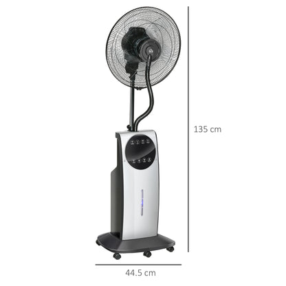 HOMCOM 16" Pedestal Fan with Water Mist Spray Standing Fan, 3.1L Tank Black