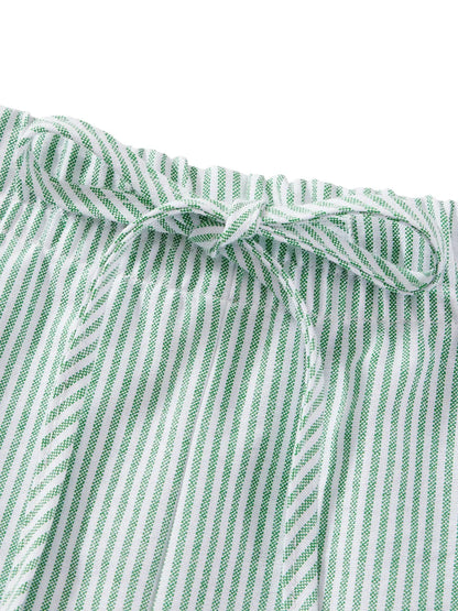 Casual Striped Shorts Women y2k Clothing Drawstring Elastic Waist Loose Fit Wide Leg Bottoms 2000s Aesthetic Streetwear