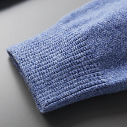 Autumn and winter new 100% merino wool men's POLO collar pullover honeycomb needle shirt fashion knitted men's coat.
