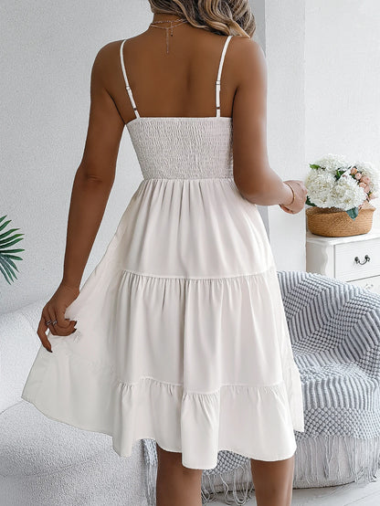 Casual Vacation Ruffled Camisole Dress Spring Summer Women's Solid Dresses for Women