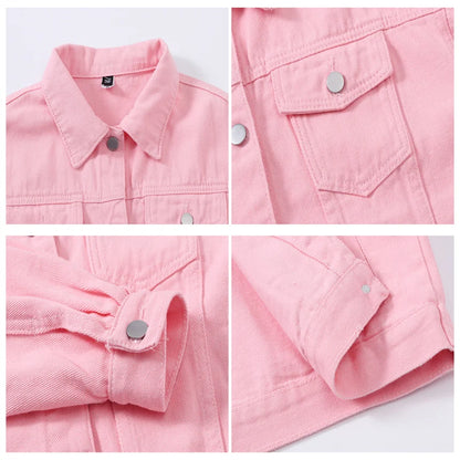 Women's Denim Jacket Single-breasted Lapel Coat Fashion Casual Tops