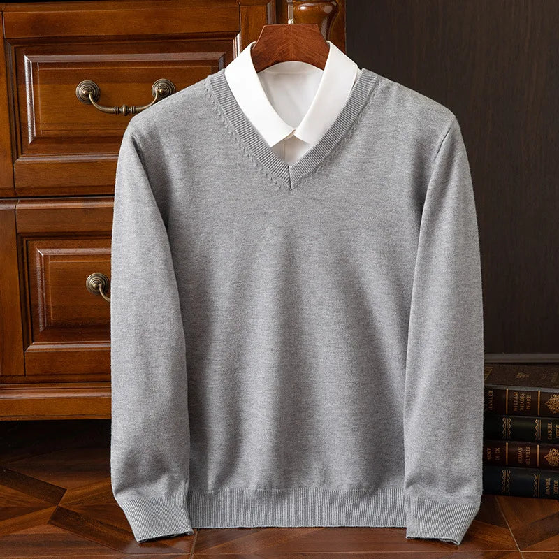Super Cashmere Sweater Men Thick Pullover Autumn Winter Warm Classic V-neck Clothes Male Jumper Jersey Hombre Pull Homme 4XL