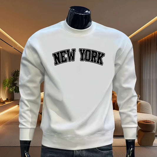 New York Fashion O-neck Hoodies for Men High Grade Casual Longsleeve Pullover Male Spring Autumn Comfortable Keep Warm Sweater
