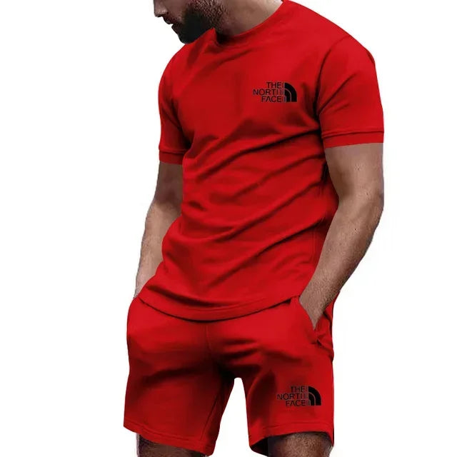 2025 Summer Sports Men's Jogging Casual T-shirt + Shorts 2-piece breathable and quick-drying set