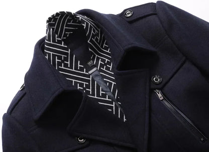 Men Fashion Autumn Winter Wool Trench Coats Fashion Middle Long Jacket Male Double Collar Zipper Coat Windbreak Woolen Overcoat