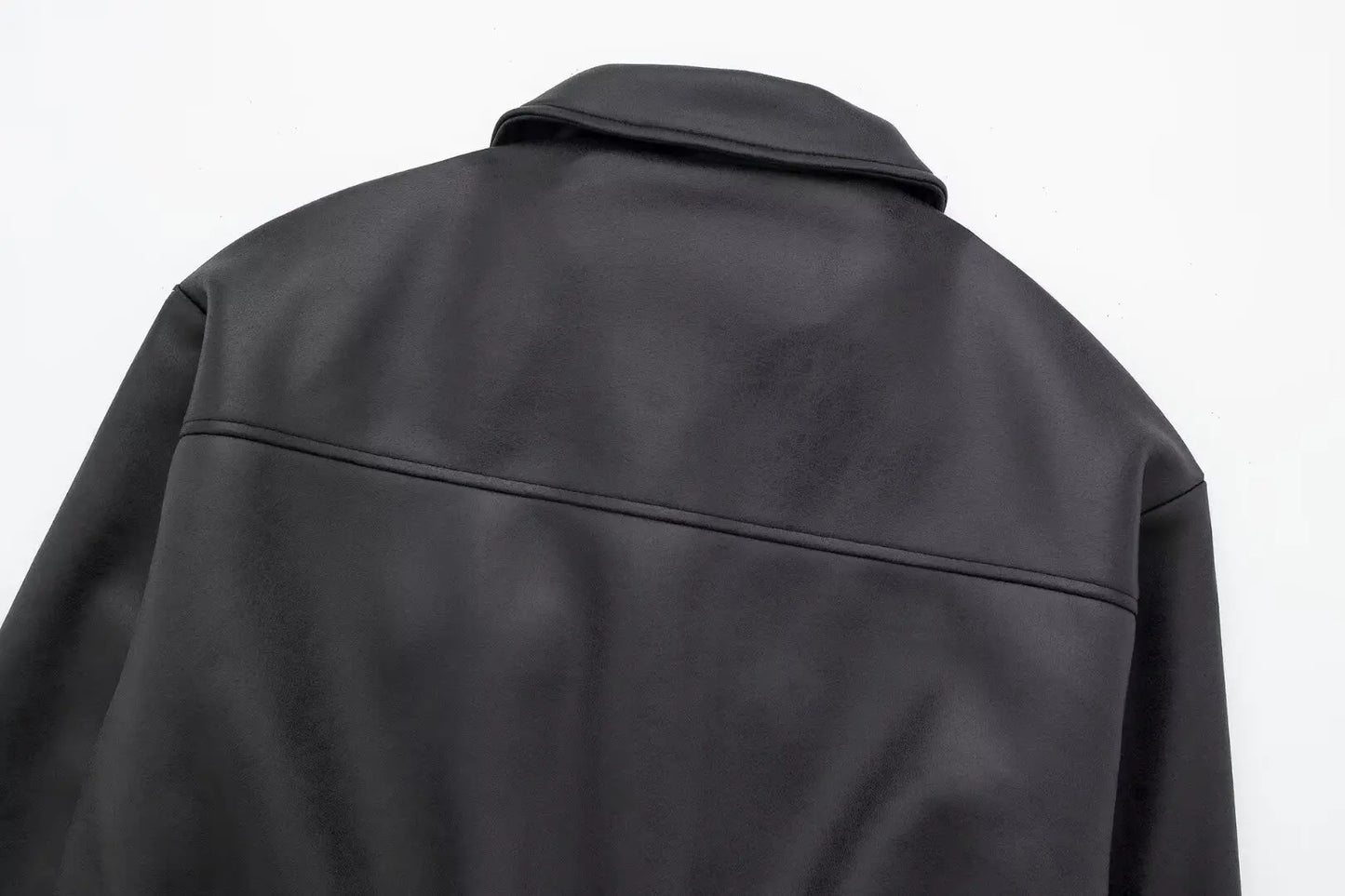 TRAFZA Winter Short Coats Woman Trendy Black Turn-Down Collar Long Sleeves Pockets Zipper Female High Street Thick Jackets