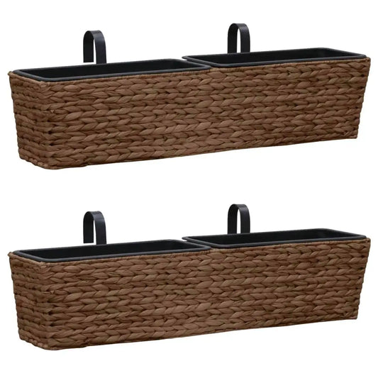 2pcs Brown Water Hyacinth Garden Planters - Eco-Friendly Decorative Pots for Home & Outdoors