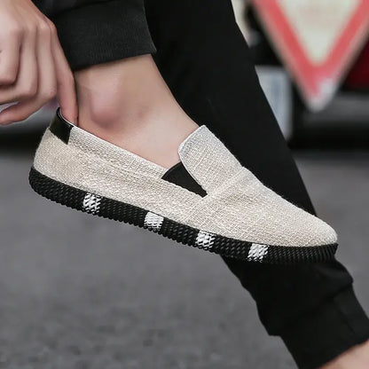 Men's Board Shoes Summer New Luxury Canvas Breathable Soft Sole Hiking Casual Fashion Trend Linen Lazy Fashion Brand Shoes