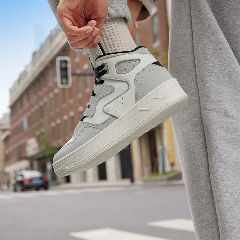 361 Degrees Men's Skateboard Shoes Leather High-top Water-repellent Elastic Thick-soled Simple Versatile Male Sneakers 672436628