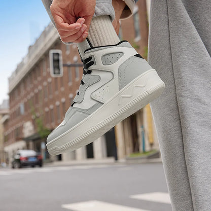 361 Degrees Men's Skateboard Shoes Leather High-top Water-repellent Elastic Thick-soled Simple Versatile Male Sneakers 672436628