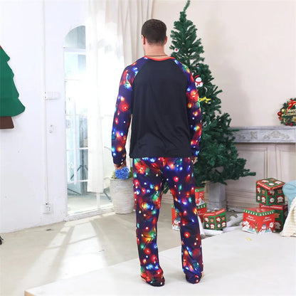 Christmas Family Matching Sets 2025 Father Mother Children Cartoon Pajamas+Pants 2Pcs Xmas Parent-Children Homewear Clothes Suit