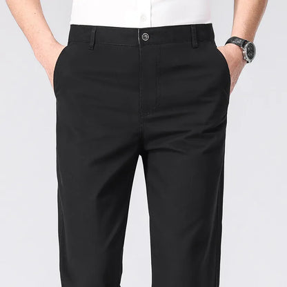 2025 Mens Cotton Trousers Man Business Casual Pants Office Black Chino Pants Khaki Grey Navy Trousers 29-40