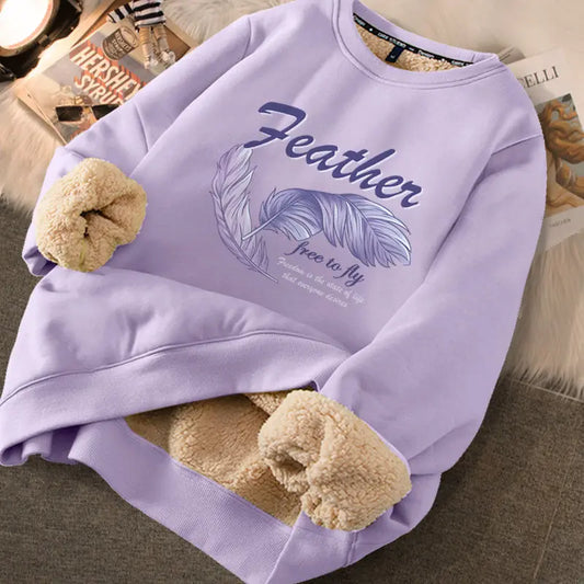 Women Sherpa Fleece Hoodies Cute Printed Casual Loose Thermal Sweatshirts