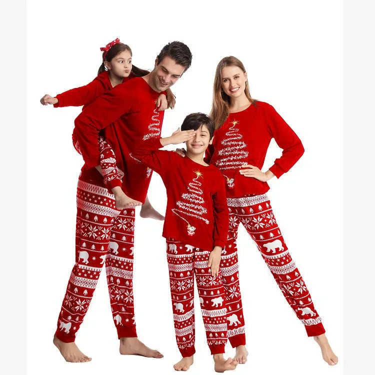 Family Matching Outfits Red Christmas Pajamas Sets Father Mother Daughter And Son Pajamas Family Children Clothing
