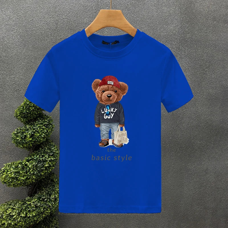 2025 Luxury Funny Bear For Men's T-shirt Cotton High Quality Creativity Printing Summer Tees Brand Tops Unisex Oversized S-7XL