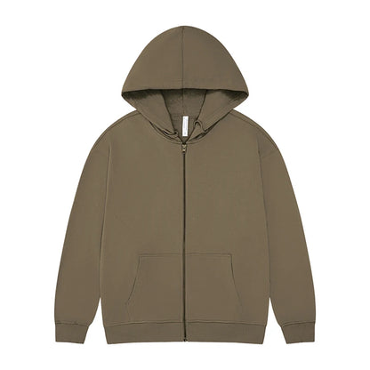High Quality 330gsm 100% cotton Oversized Heavyweight Blank Zipper Hoodie Sweater Oversized Blank Zip Up Hoodie For Men