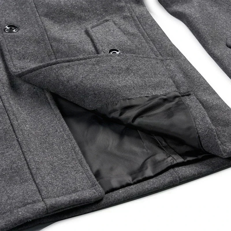 Men Fashion Autumn Winter Wool Trench Coats Fashion Middle Long Jacket Male Double Collar Zipper Coat Windbreak Woolen Overcoat