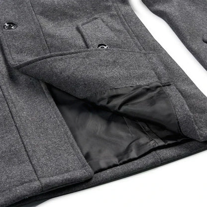 Men Fashion Autumn Winter Wool Trench Coats Fashion Middle Long Jacket Male Double Collar Zipper Coat Windbreak Woolen Overcoat