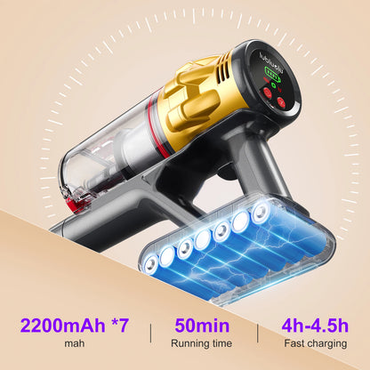 Lubluelu G11 Cordless Vacuum Cleaner 550W Powerful Suction Anti-Tangle Brush 50 Mins Runtime for Pet Hair on Hard Floor Carpet