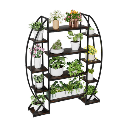 Half-Moon Shape Plant Stand Bookshelf, Multiiter Ladder, Garden Flower Rack for Home Patio Garden , Industrial Style