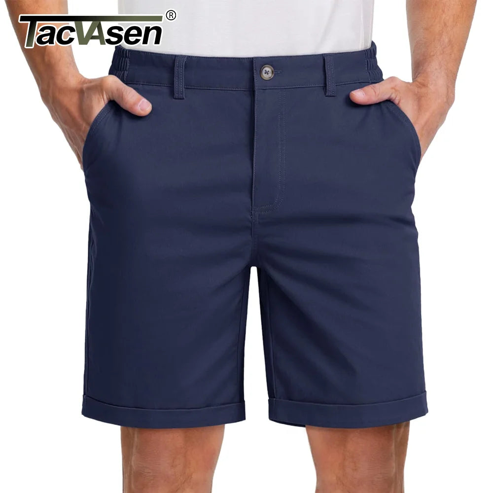 Summer Casual Shorts Mens Fit 7 Cotton Cargo Shorts Multi-pockets Rolled Leg Design Hiking Golf Shorts Streetwear Male