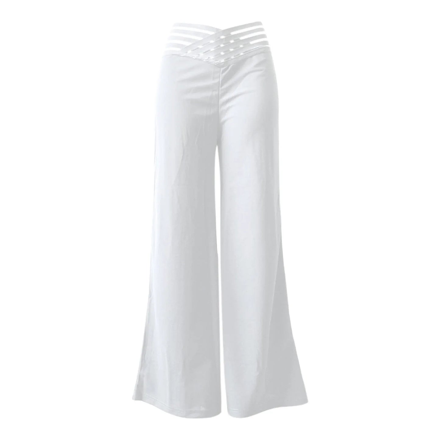 Summer Wide Leg Hollow Wide Waistband Long Pants Women High Waist Solid Color Wide Leg Flared Trousers Yoga Sport Gym Pants