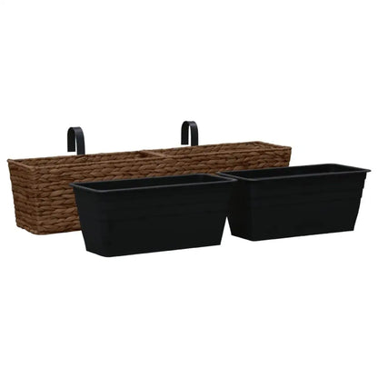 2pcs Brown Water Hyacinth Garden Planters - Eco-Friendly Decorative Pots for Home & Outdoors