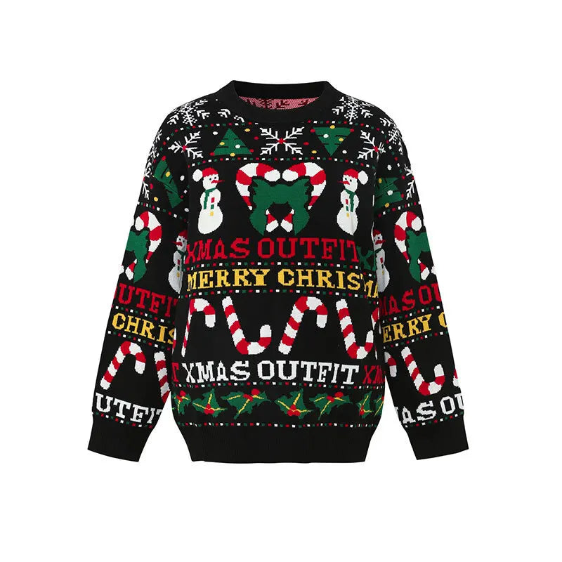 Plus Size Ugly Christmas Sweater | Cartoon Print Skin-Friendly Knitwear | Oversized Pullover for Women & Men