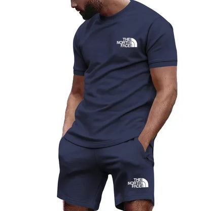 2025 Summer Sports Men's Jogging Casual T-shirt + Shorts 2-piece breathable and quick-drying set