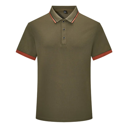 Men Training Polo New Cool Polo Shirt Luxury striped collar short sleeved T-shirt Fashionable patchwork sport casual tops summer