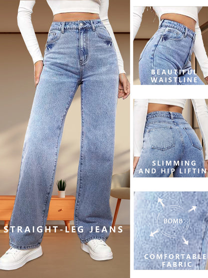 New Y2K Loose Jeans Women Street Trend Retro Fashion Summer Low Rise Jeans Loose Straight Jeans Slightly Stretch Fabric Jeans