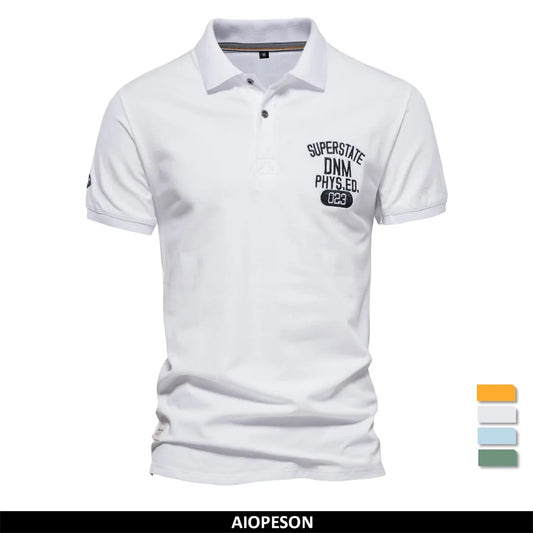 AIOPESON Cotton Embroidery Men Polo Shirts Casual High Quality Solid Color Polo Shirts for Men New Summer Short Sleeve Polos Men