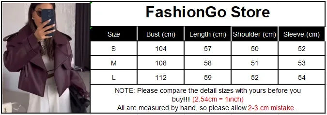 Brown Lapel Leather Bomber Jacket Women's Fashion Full Sleeve Zipper Pocket Lace Up Belt Coat 2025 Autumn High Street Outerwear