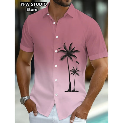 Men summer holiday shirt with 3D Coconut Tree Printed Oversized shirt