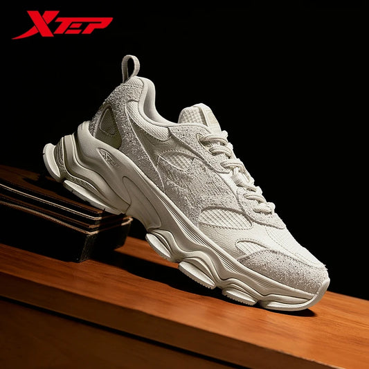 Xtep Chinoiserie Casual Shoes For Men 2025 Spring Thick Sole Sports Shoes Vintage Trendy Wear-Resistant Sneakers 875119320001