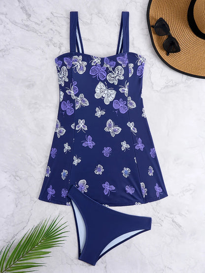 2025 Tankini Beach Dress Two Pieces Swimsuit Women Printed Swimwear Female Bathers Bathing Swimming Swim Suit Summer Beachwear