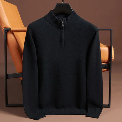 Super Soft Cashmere Sweater Men's Fit Half Zipper Turtlenecks Sweater Wool Warm Knitted Shirt Business Casual Underlay