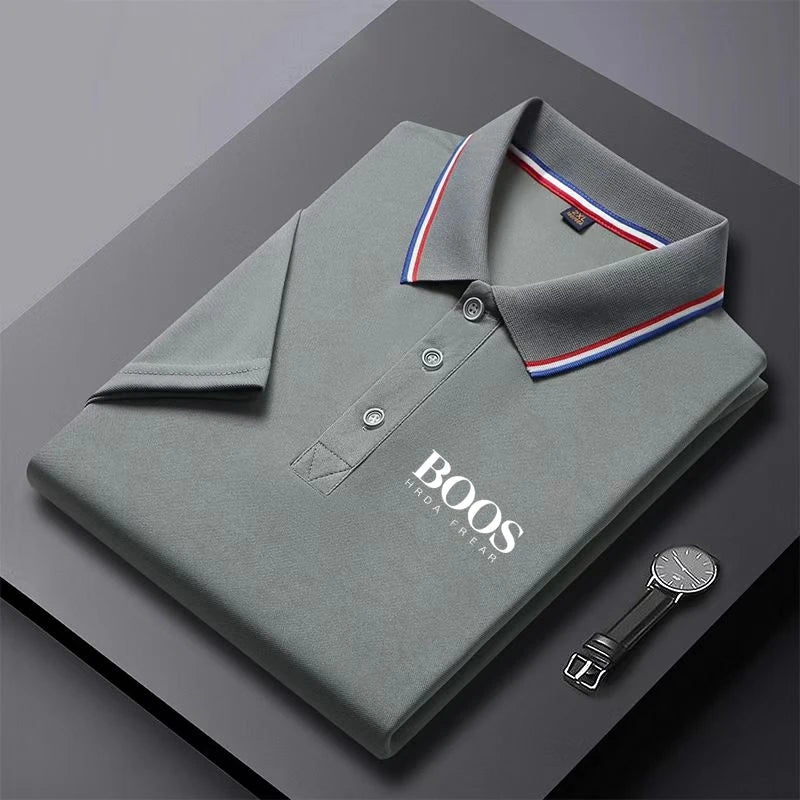 Solid Color Polo Shirt Men's Business Polo Collar Half Sleeved Top Summer Casual Short Sleeved T-shirt for Men An