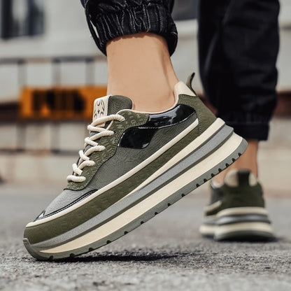 PARZIVAL Men Sneakers Casual Shoes Fashion Outdoor Sports Shoes Runner Tenis Trainer Leather Running Shoes Breathable Men Shoes