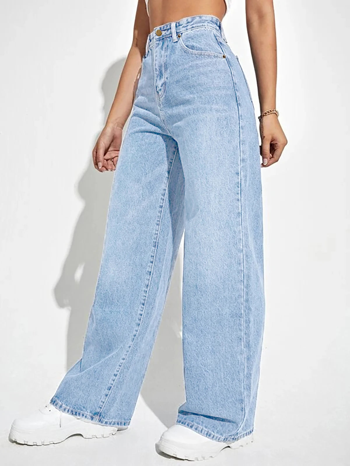 Women's Jeans Pant High Waist Straight Fit Wide Leg Jeans Trouser Pant