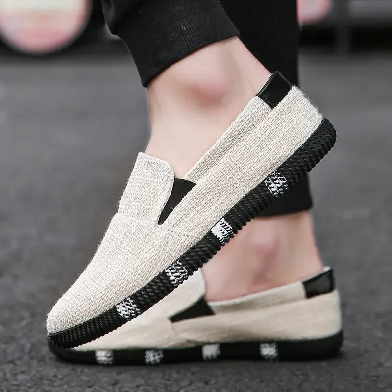 Men's Board Shoes Summer New Luxury Canvas Breathable Soft Sole Hiking Casual Fashion Trend Linen Lazy Fashion Brand Shoes