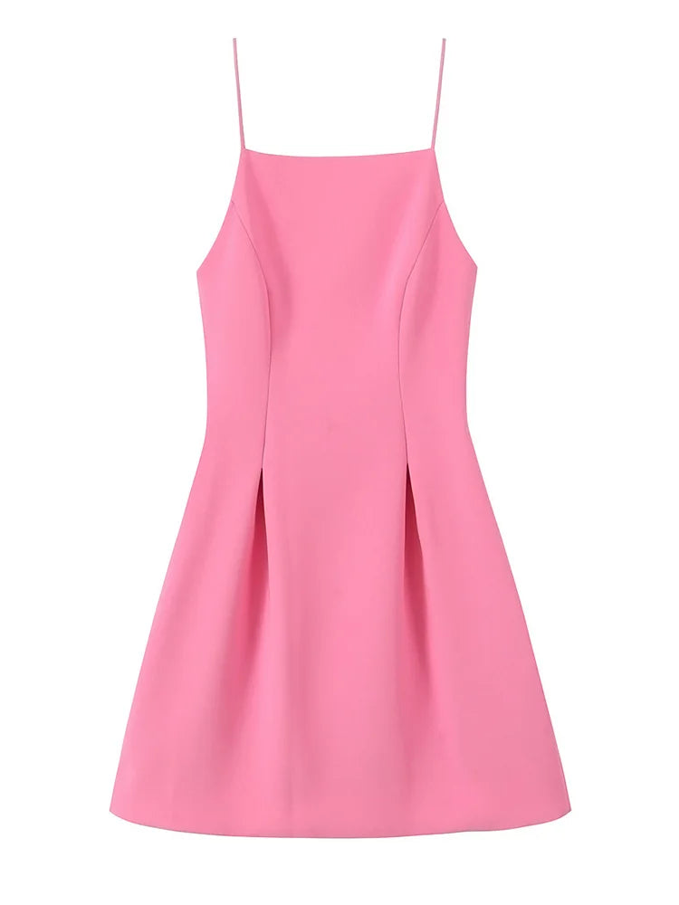 Ladies Pink Spaghetti Strap Dress
