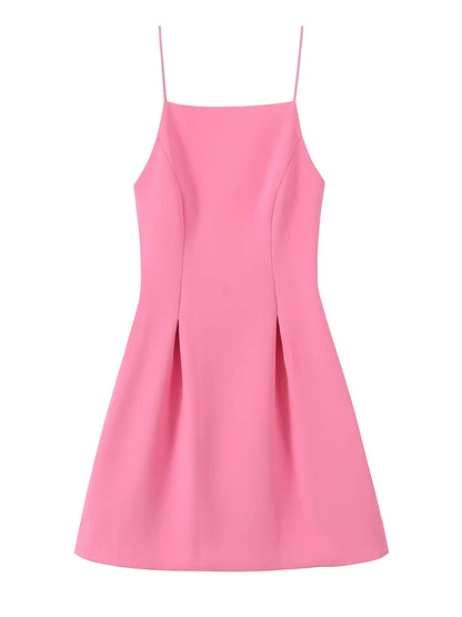 Ladies Pink Spaghetti Strap Dress