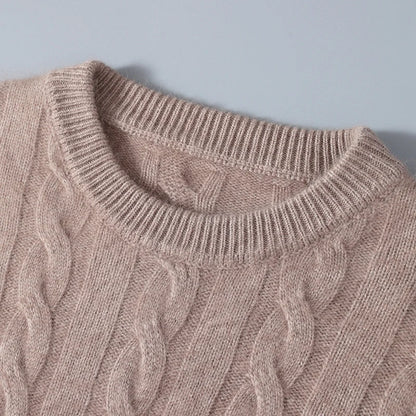 100% Pure Mink Cashmere Sweaters Men's Round Neck Thickened Pullover Autumn and Winter Warm Casual Knitted Large Size Twist Tops