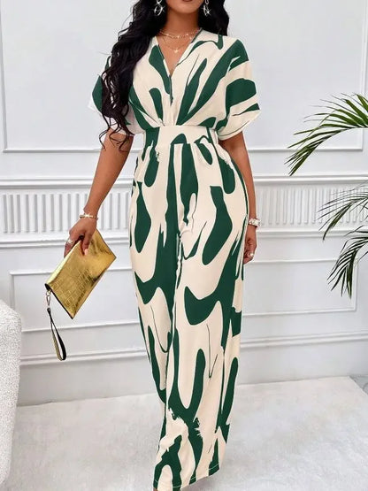 Women Jumpsuit Loose Wide-leg Pants Casual Printed Romper