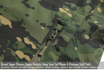 Men's Soft Shell Camouflage Tactical Jacket Men Waterproof Fleece Lined Coat Hooded Outdoor Hiking Hunting Clothes