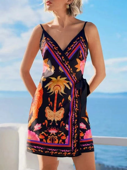 Summer Women's Floral Spaghetti Strap Beach Short Dress,Womens Dresses,Woman Clothing,Woman Clothes,Sundress,New In Dress 2025